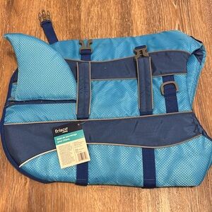 Large dog life jacket, blue with a shark fin!